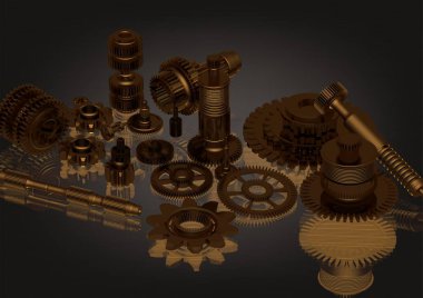 Bir siyah altın cogwheels