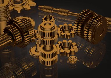Bir siyah altın cogwheels