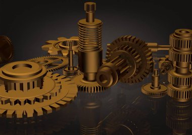 Bir siyah altın cogwheels