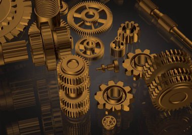 Bir siyah altın cogwheels