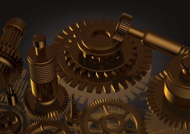 Bir siyah altın cogwheels