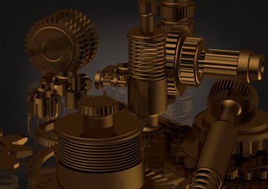 Bir siyah altın cogwheels