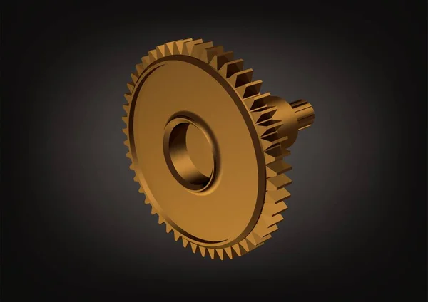 Roda de engrenagem de ouro em um preto — Fotografia de Stock