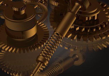 Bir siyah altın cogwheels