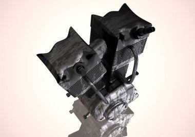 Bir beyaz gümüş ve siyah motosiklet motoru