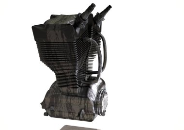 Bir beyaz gümüş ve siyah motosiklet motoru