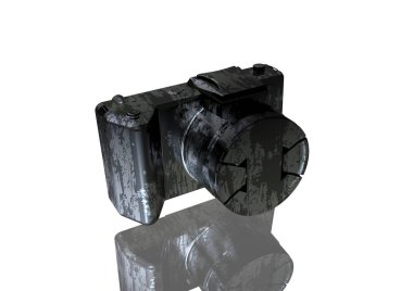 Gümüş ve siyah beyaz bir kamerada