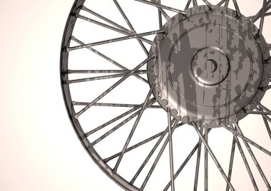 Gümüş ve siyah tekerlek beyaz bir arka plan üzerinde. 3D render