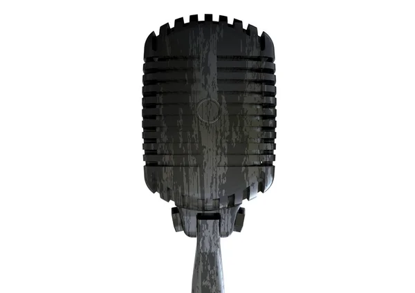 Micrófono plateado y negro sobre blanco —  Fotos de Stock