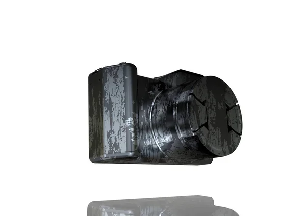 Серебряно-черная камера на белом — стоковое фото