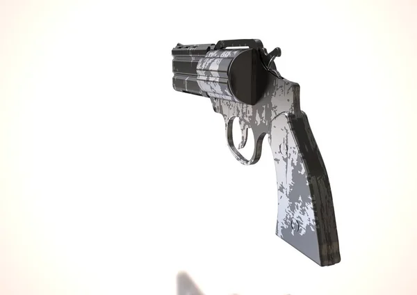 Zilveren en zwarte revolver op een wit — Stockfoto