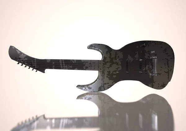 Μαύρο και ασημί κιθάρα σε ένα λευκό — Φωτογραφία Αρχείου