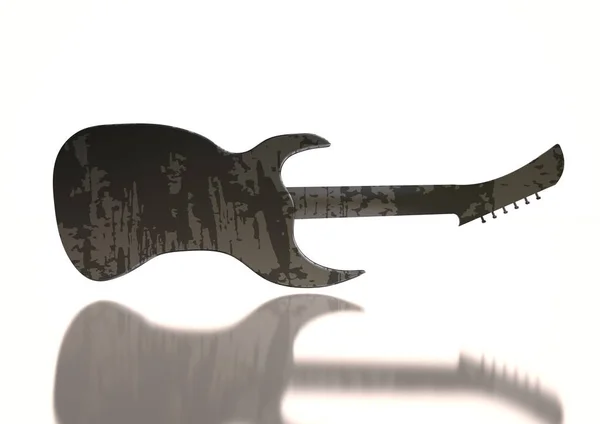Guitarra negra y plateada en blanco —  Fotos de Stock