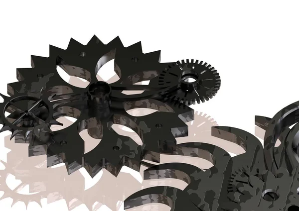 Silver and black gears on a white — Stock Photo, Image