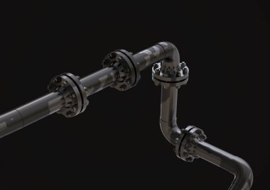 Bir siyah gümüş ve siyah boru hattı