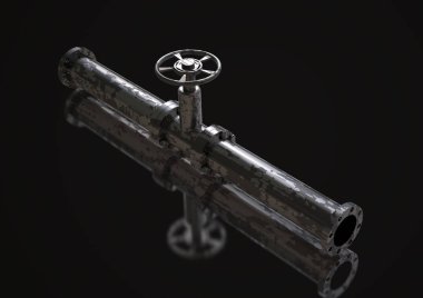 Bir siyah gümüş ve siyah boru hattı