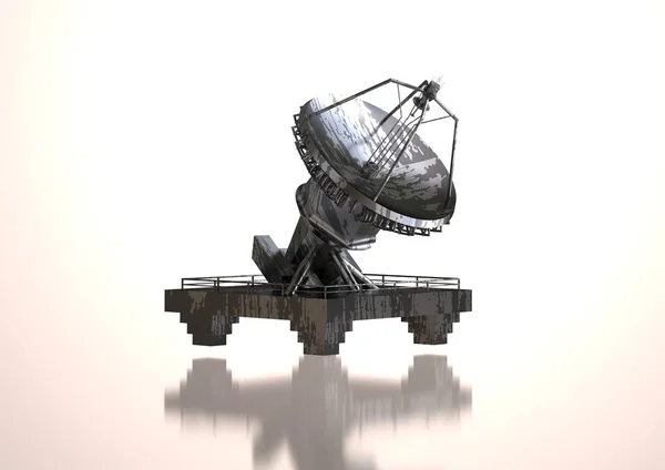 Anteny satelitarne srebrny i czarny na białym — Zdjęcie stockowe