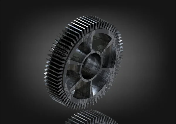 Silver and black cogwheel on a black — Stock Photo, Image