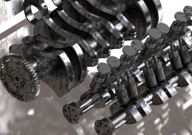 Beyaz siyah ve gümüş arabanın motoru demonte