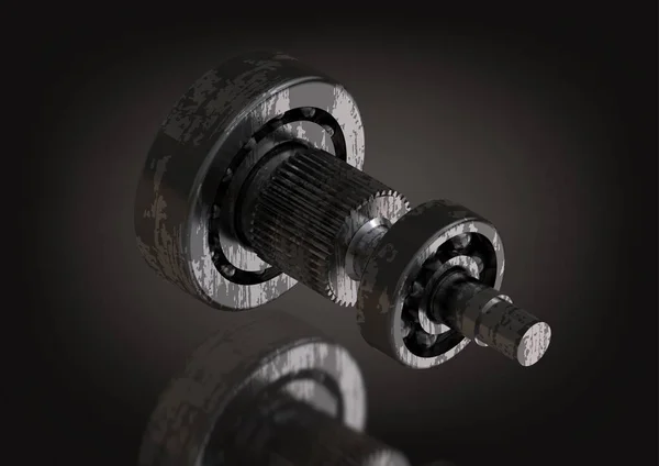 Rolamento de prata e preto e roda de engrenagem em um preto — Fotografia de Stock