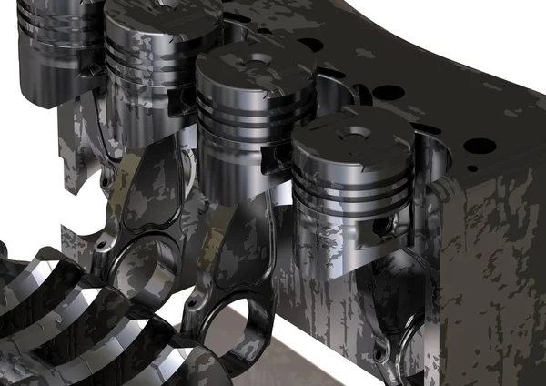 Beyaz siyah ve gümüş arabanın motoru demonte