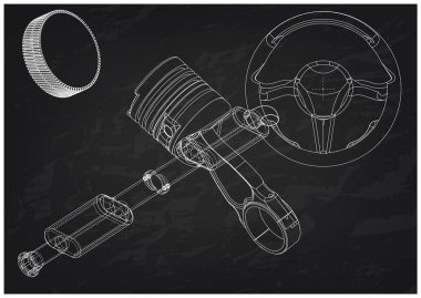 Direksiyon simidi, piston ve egzoz borusu