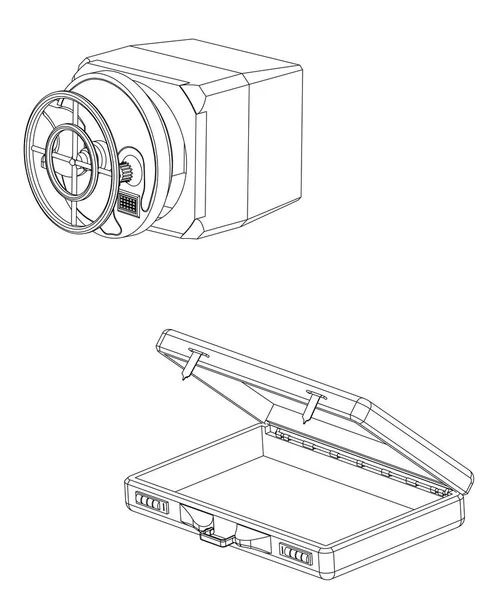 Caja fuerte y caja en un blanco — Archivo Imágenes Vectoriales