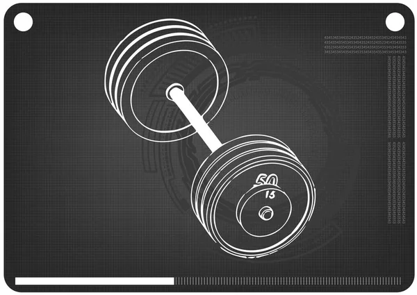Modelo 3d de barra de pesas en un negro — Archivo Imágenes Vectoriales