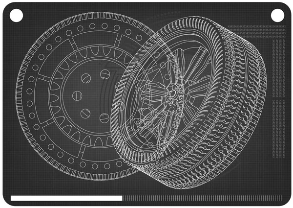 黑色的车轮和齿轮机构 — 图库矢量图片