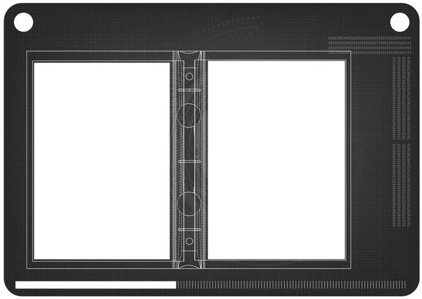 3D-Modell eines Notizbuchs auf schwarzem Hintergrund — Stockvektor