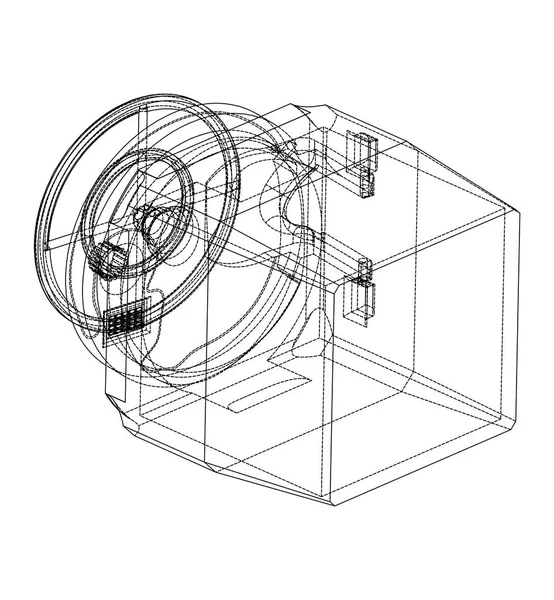 3D модель сейфа на белом — стоковый вектор