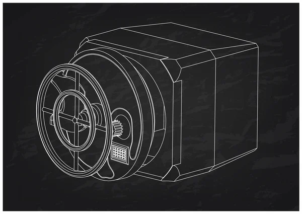 Modelo 3d de la caja fuerte en un negro — Archivo Imágenes Vectoriales