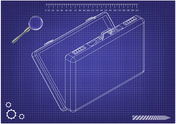 3D modell resväska på blå — Stock vektor