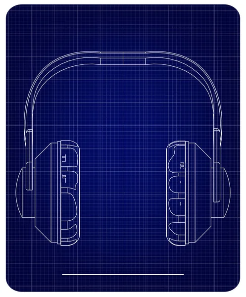 3d model of headphone on a blue — Stock Vector
