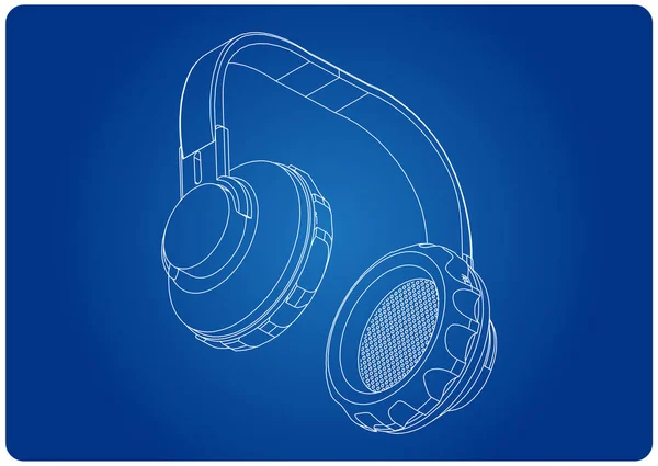 3d model of headphone on a blue — Stock Vector