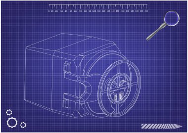 Kasanın mavi üzerinde 3 boyutlu model