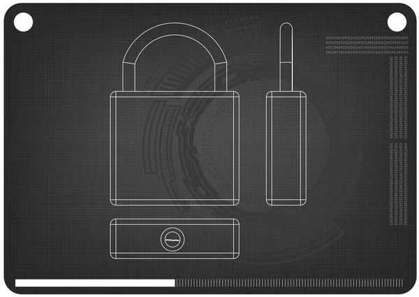 Modelo 3d del candado en un negro — Archivo Imágenes Vectoriales