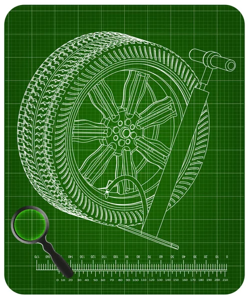 Modelo Roda Bomba Fundo Verde Desenho — Vetor de Stock