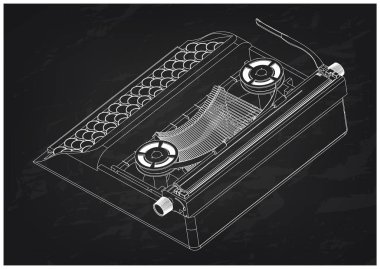 bir siyah daktiloda 3 boyutlu model