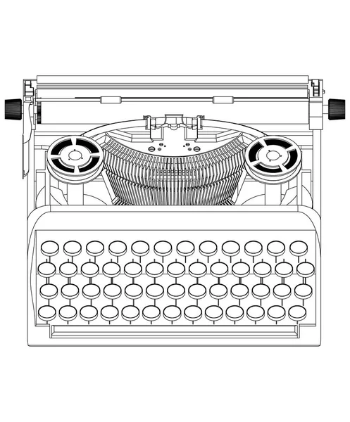 3d model of typewriter on a white — Stock Vector