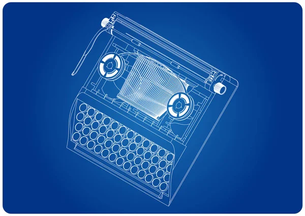 3D модель пишущей машинки на голубом — стоковый вектор