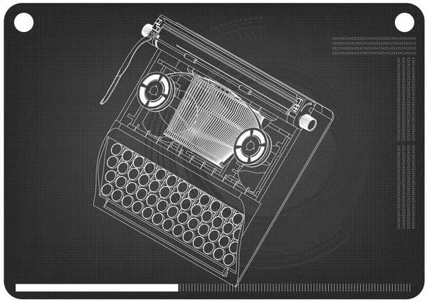 黑色打字机的3d 模型 — 图库矢量图片