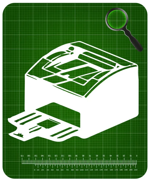 Modèle 3d de l'imprimante sur un vert — Image vectorielle