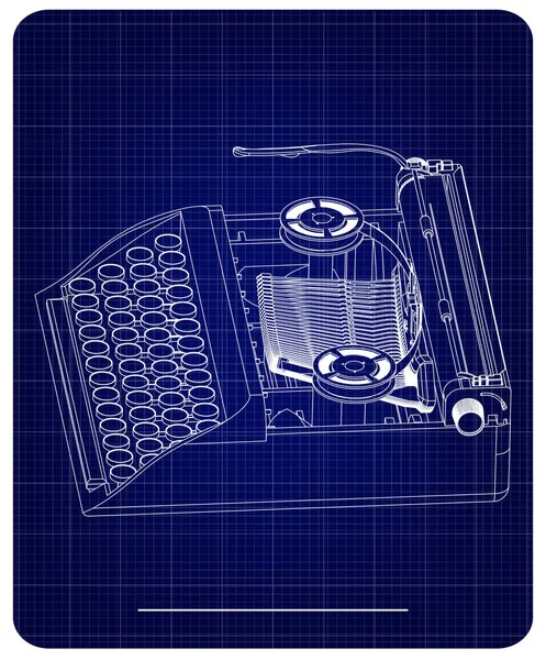 Τρισδιάστατο μοντέλο του γραφομηχανή σε μπλε — Διανυσματικό Αρχείο