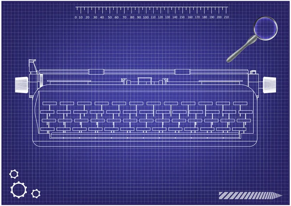 蓝色打字机的3d 模型 — 图库矢量图片