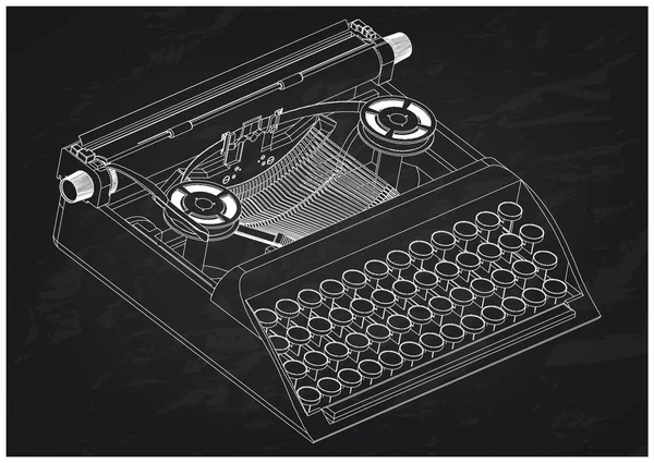 3d model of typewriter on a black — Stock Vector