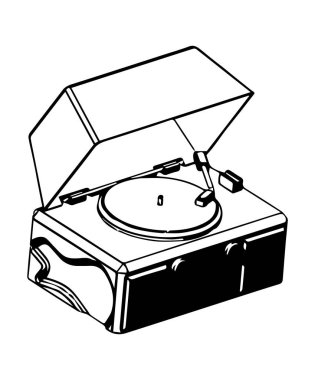 Beyaz bir arka plan üzerinde plak çalar