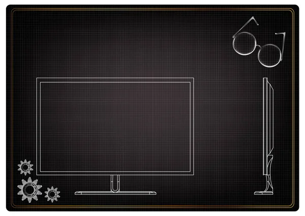 Modelo 3d del monitor en un negro — Archivo Imágenes Vectoriales