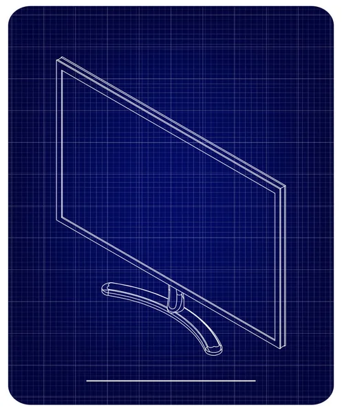 Modelo 3d del monitor en un azul — Vector de stock