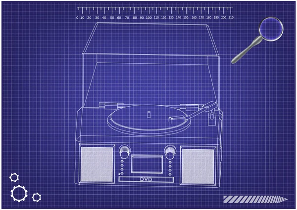 Record player on a blue background — Stock Vector